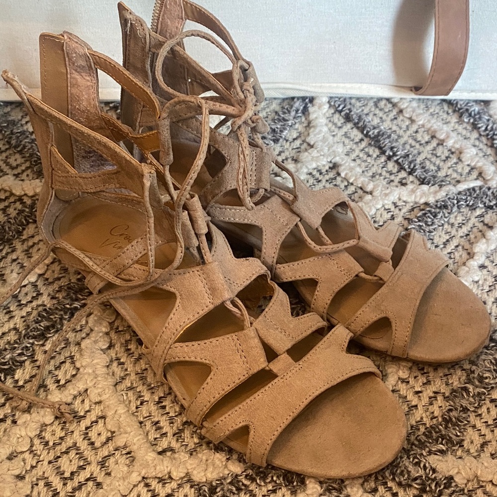 Crown Tan Lace-Up Gladiator Sandals